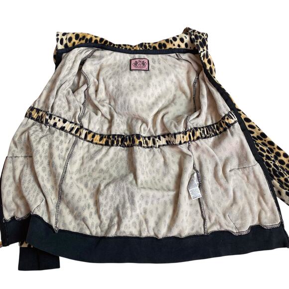 Juicy Couture Girls 10 Cheetah Animal Print Velour Zip Up Jacket Vintage Y2K - Picture 4 of 7